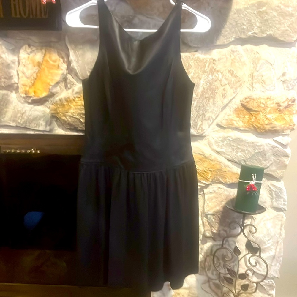Black dress- leather on top and made 100 percent sheep leather top